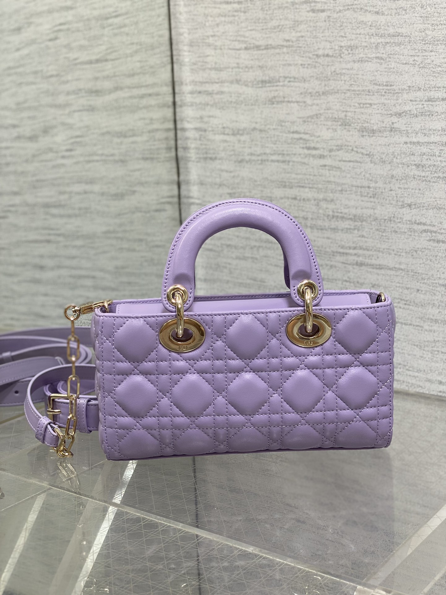 Small Lady D-Joy Bag Purple Cannage Lambskin